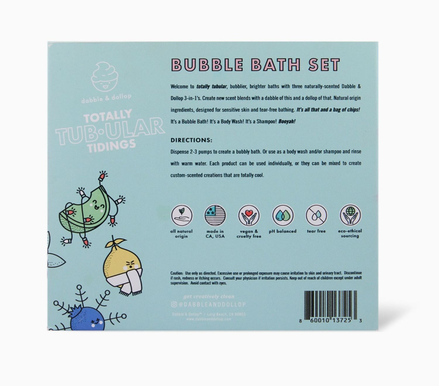 Dabble & Dollop Totally Tubular Holiday Bath Set