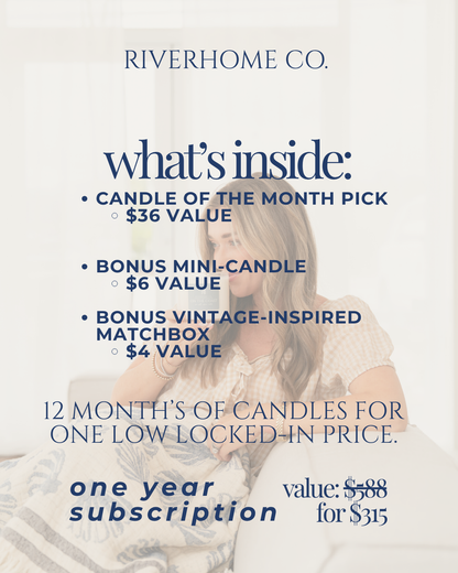 CANDLE OF THE MONTH CLUB SUBSCRIPTION BOX - ONE YEAR
