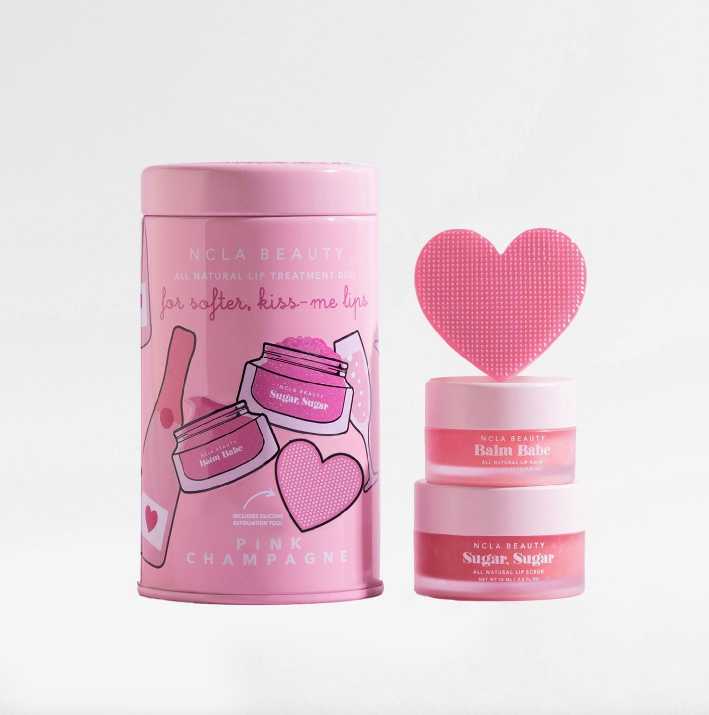NCLA Pink Champagne Lip Care Set + Lip Scrubber