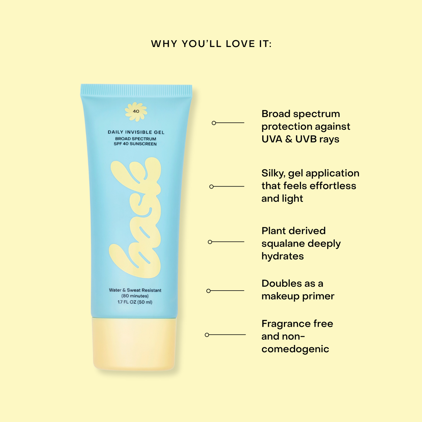 Bask SPF 40 Daily Invisible Gel Face Sunscreen