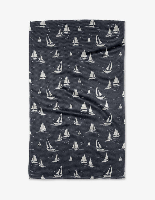GEOMETRY Navy Race Day Tea Towel